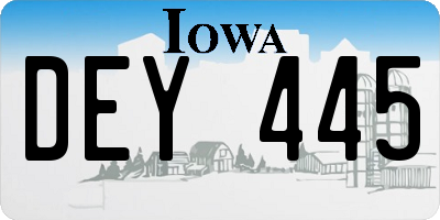 IA license plate DEY445