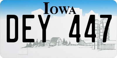 IA license plate DEY447