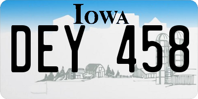 IA license plate DEY458