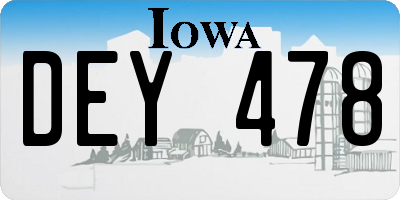 IA license plate DEY478