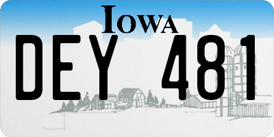 IA license plate DEY481
