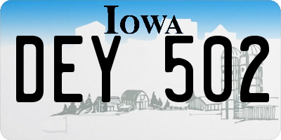 IA license plate DEY502