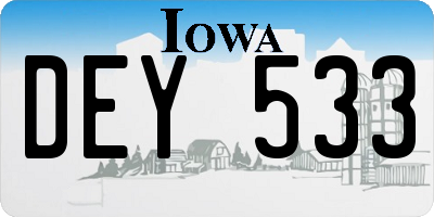 IA license plate DEY533