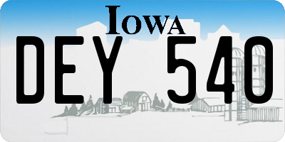 IA license plate DEY540