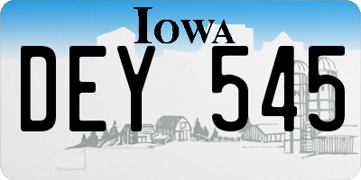 IA license plate DEY545