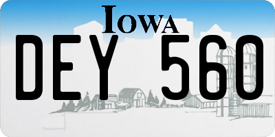 IA license plate DEY560