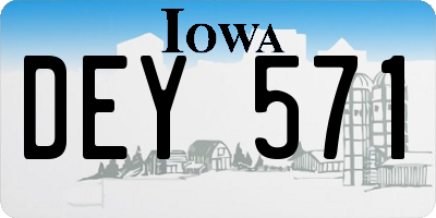 IA license plate DEY571