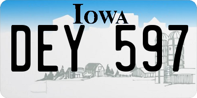 IA license plate DEY597