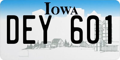 IA license plate DEY601