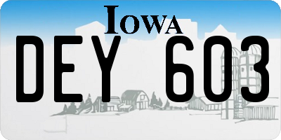 IA license plate DEY603