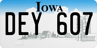 IA license plate DEY607
