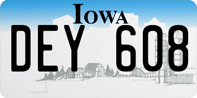 IA license plate DEY608