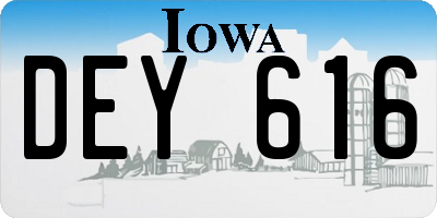 IA license plate DEY616
