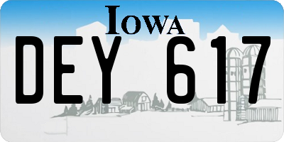 IA license plate DEY617