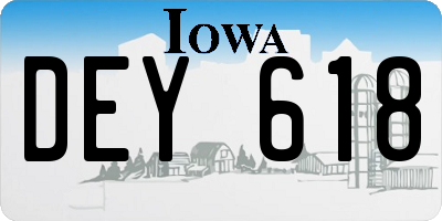 IA license plate DEY618