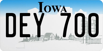 IA license plate DEY700