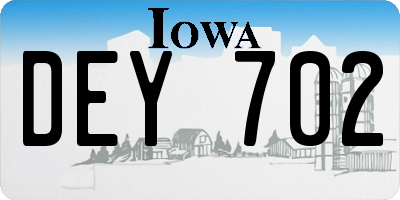 IA license plate DEY702