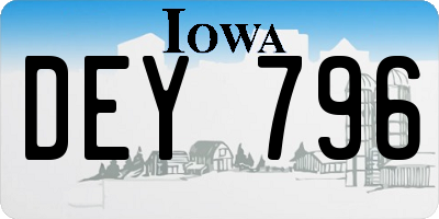 IA license plate DEY796