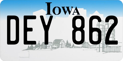 IA license plate DEY862