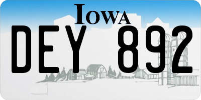 IA license plate DEY892