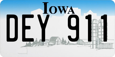 IA license plate DEY911