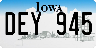 IA license plate DEY945