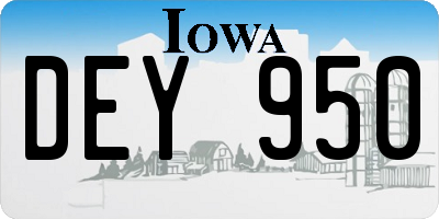 IA license plate DEY950