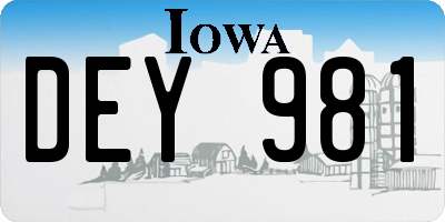 IA license plate DEY981