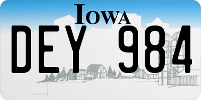 IA license plate DEY984