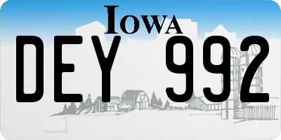 IA license plate DEY992