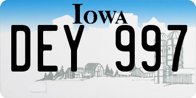 IA license plate DEY997