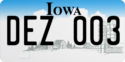 IA license plate DEZ003