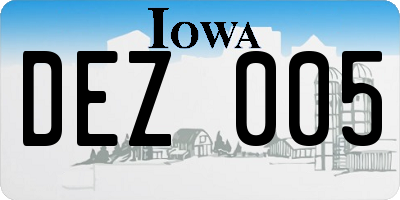 IA license plate DEZ005