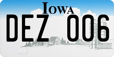 IA license plate DEZ006