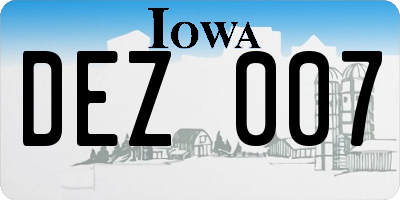 IA license plate DEZ007