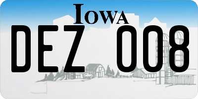 IA license plate DEZ008