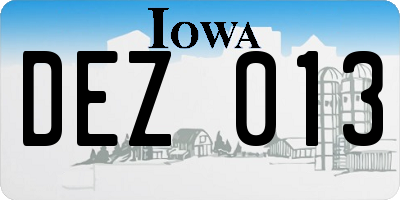 IA license plate DEZ013