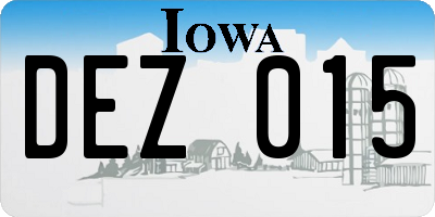 IA license plate DEZ015