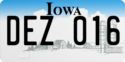 IA license plate DEZ016