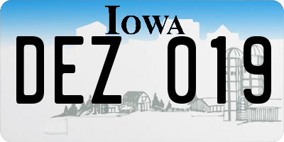 IA license plate DEZ019