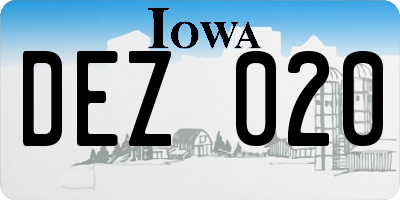 IA license plate DEZ020