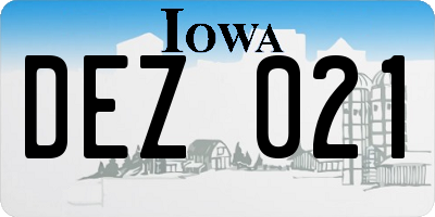 IA license plate DEZ021