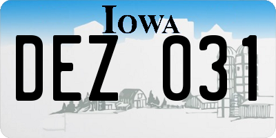 IA license plate DEZ031