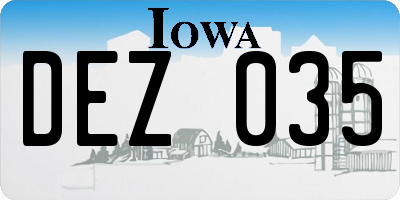 IA license plate DEZ035