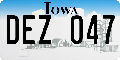 IA license plate DEZ047