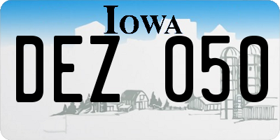 IA license plate DEZ050
