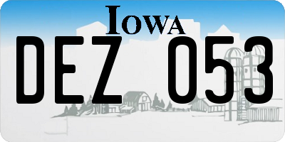 IA license plate DEZ053