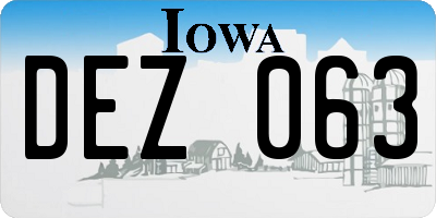 IA license plate DEZ063