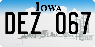 IA license plate DEZ067