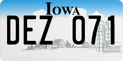 IA license plate DEZ071